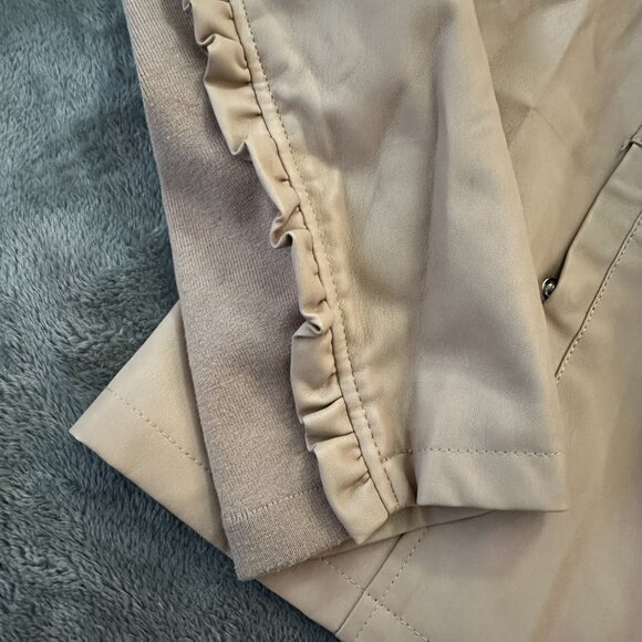 Lane Bryant 22/24 Faux Leather Ruffle Jacket Coat Moto - Picture 4 of 9